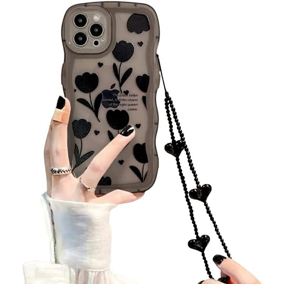 Floral Iphone 13 Pro Case Matte Clear Shockproof With Heart Black 939152690497