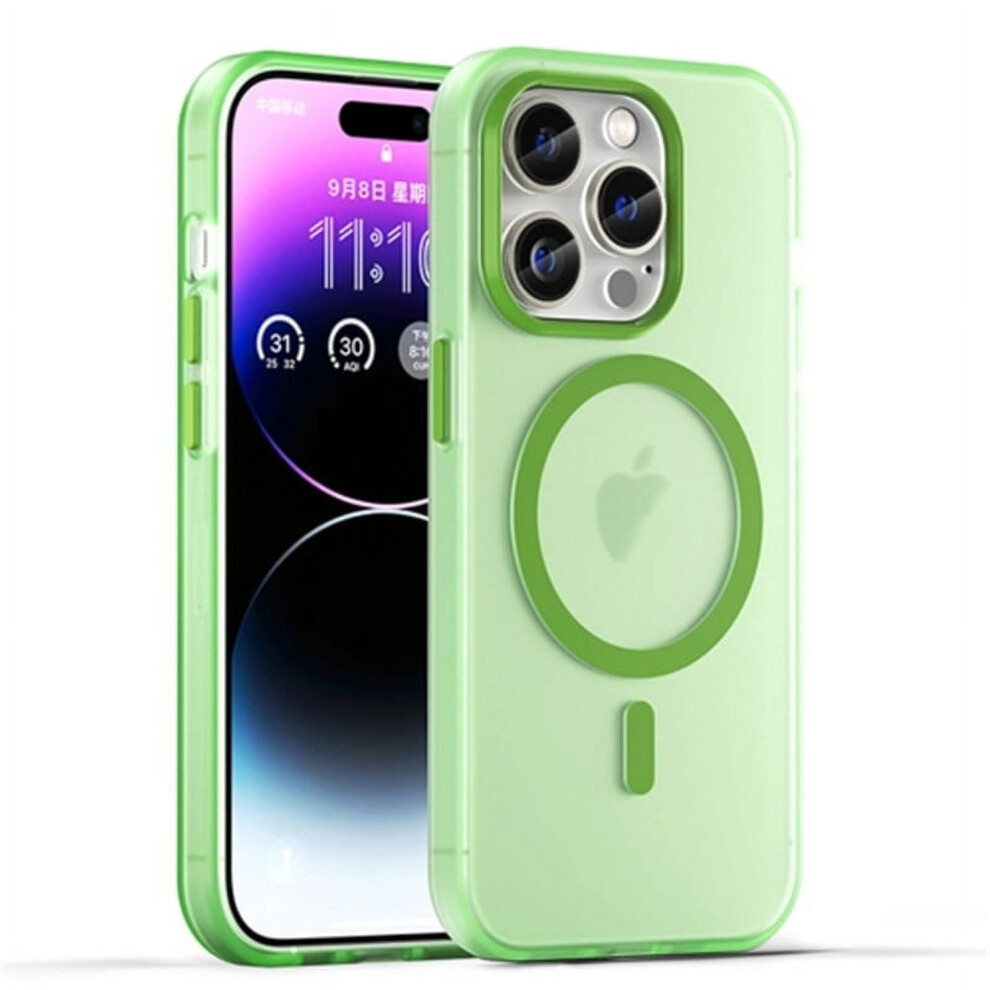 Iphone 15 Pro Magsafe Frosted Translucent Tpu+Pc Case Green 968604567490