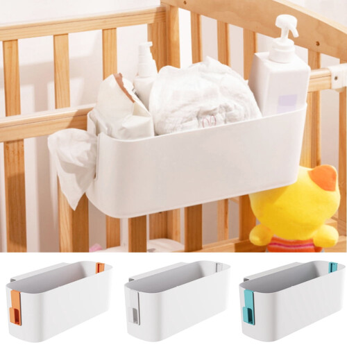 Bedside Storage Basket with Hooks and Remote Holder