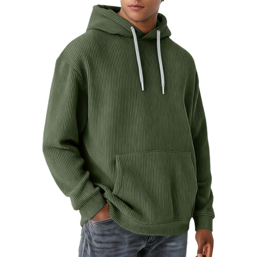 Herren-Kapuzenpullover aus Baumwolle, Militärgrün, Größe XL