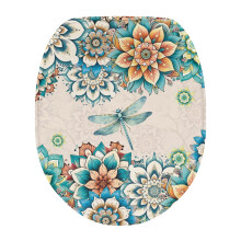 Boho Flower Dragonfly WC-kannen suojus, joustava ja pestävä