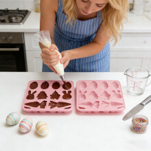 Moule à chocolat en silicone en forme de lapin de Pâques, 12 cavités