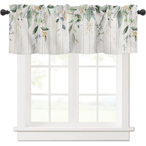 Sage Green Eucalyptus Leaf Kitchen Valance 54x18"