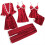 Women's Silk Pajama Set Soft Red XL 5-Piece 1