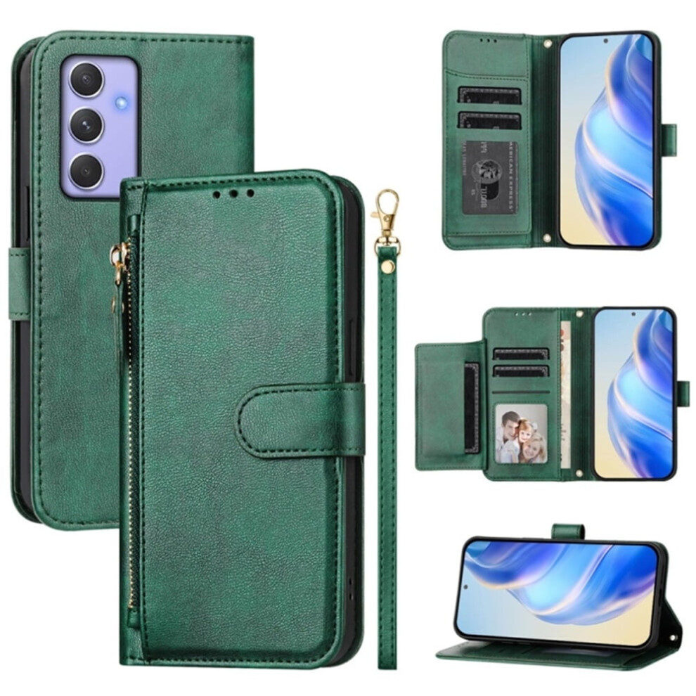Leather Wallet Case For Samsung Galaxy A54 5G 6.4 Inch Green 974856066919