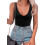 Damesbodysuit met diepe V-hals, open rug, mouwloos en stringmodel. 1