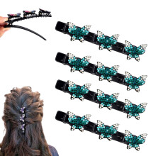 Rhinestone Braided Hair Clips for Women and Girls 4-Pack