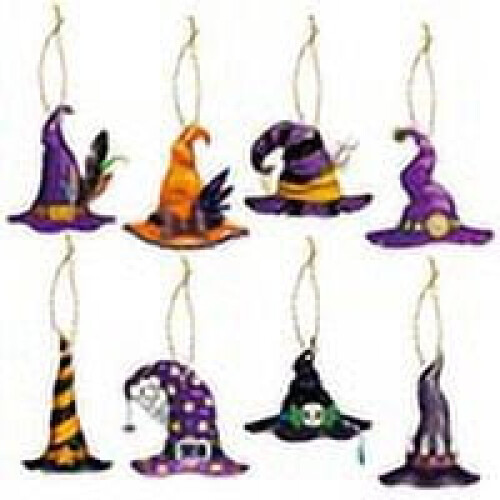 Halloween Ornaments Witch Hat Pendants 24 Pcs