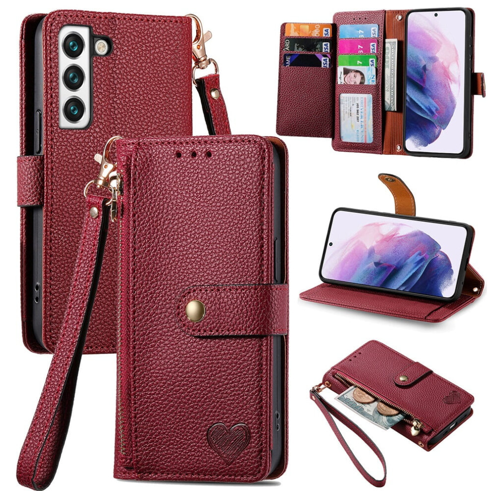 Samsung Galaxy S22 5G Leather Wallet Case With Zipper Pocket 974856068937