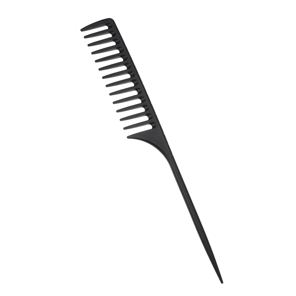 Rat Tail Comb Plastic Wide Tooth for Wet Curly Hair Black