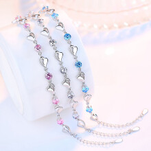 Heart Rhinestone Charm Bracelet Zinc Alloy 1 Piece