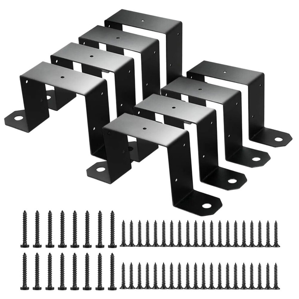 Black 4X4 Post Brackets Heavy-Duty Fence Support 974856069392