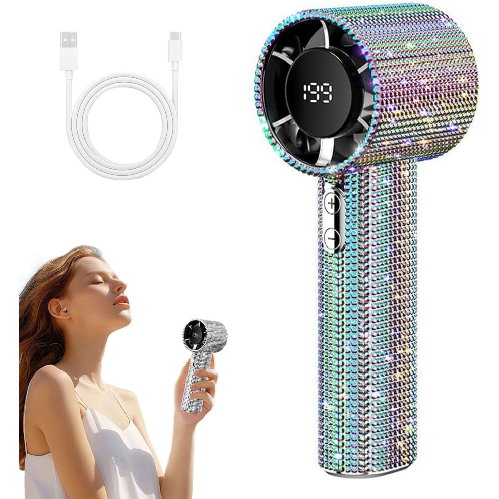 Diamond Portable Fan With Usb Charging And Digital Display 974856069422