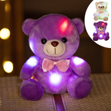 Light-Up Bear Figurine with Ribbon and Bow Tie