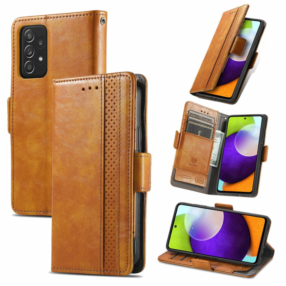 Samsung Galaxy A52 5G Leather Wallet Folio Case Khaki 939152694099