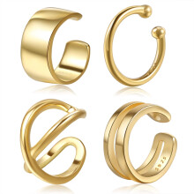 Gold-Plated Sterling Silver Non-Piercing Helix Cuff Earrings