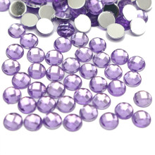 500 violette Acryl-Strasssteine, flache, runde Edelsteinperlen, 6 mm, flache Rückseite, ohne Loch