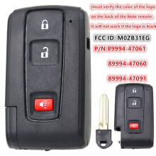 Toyota Prius Smart Remote Key Shell Black 3-Button