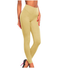 Women's High Rise Knit Leggings Beige XXL 27" Inseam