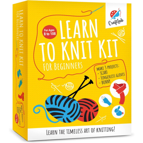 Knitting Kit for Beginners with Yarn Needles and