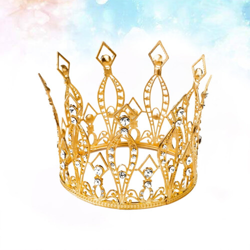 Women's Elegant Golden Tiara Crown 1 Set 1