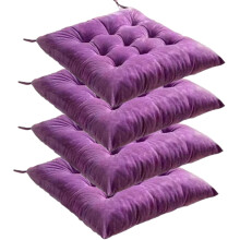 Purple Square Chair Cushions Set of 4 15.7 in With Ties