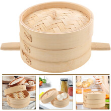 Bamboo Food Steamer Basket with Cover 8 Inch