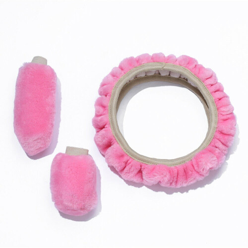 Steering Wheel Cover Set Fluffy Fur 3 Pieces 2