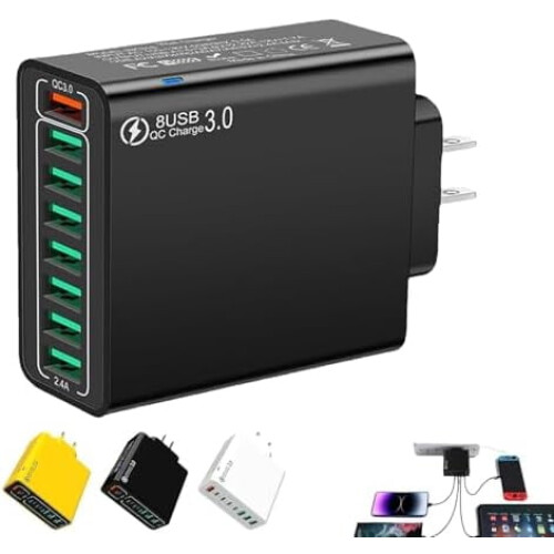 Αδιάβροχος γρήγορος φορτιστής USB 8 σε 1 με 8 θύρες, συμβατός με ταξίδια και οικιακό
