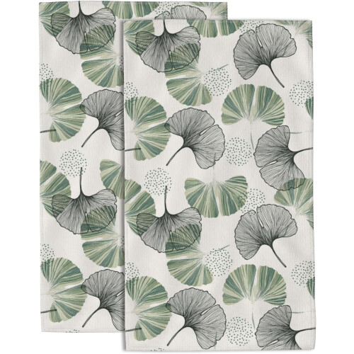 Ginkgo Leaf Hand Towel Pack 2 pcs 14x28 in