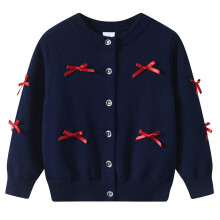 Girls Cardigan Long Sleeve Button Front Sweater Toddler Kids Knit School Uniforms Sweaters with Pockets Navy 2-3 Years
