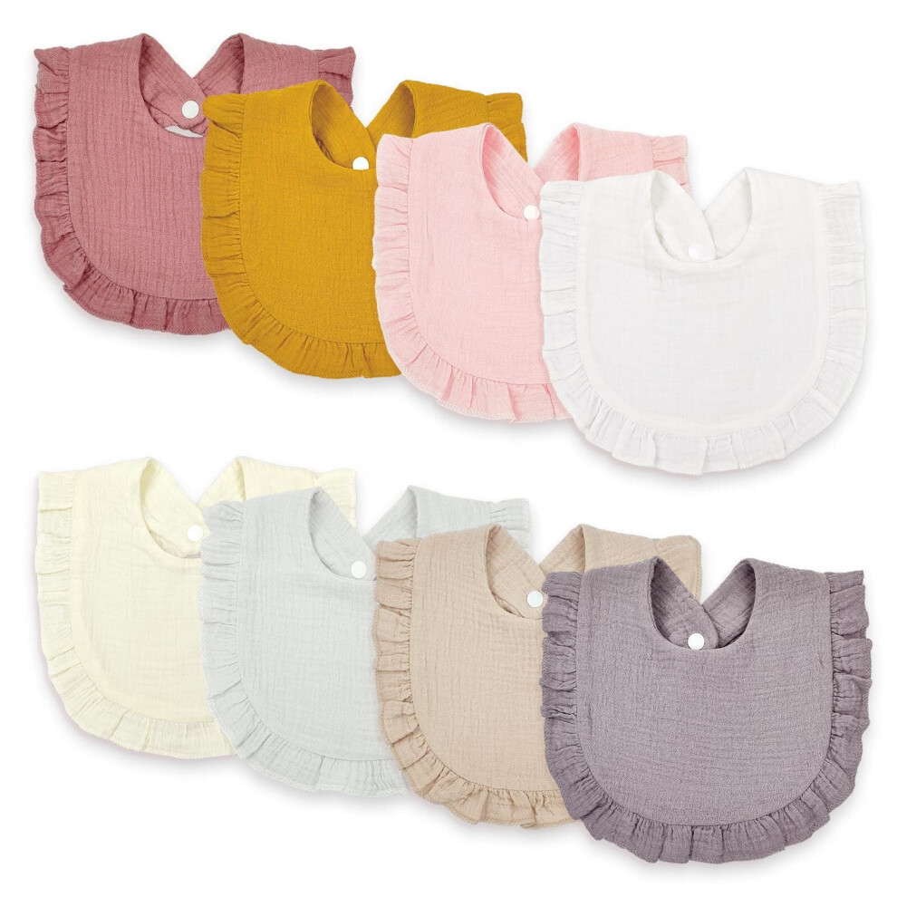 Muslin Baby Bibs 4-Layer Super Absorbent 8-Pack