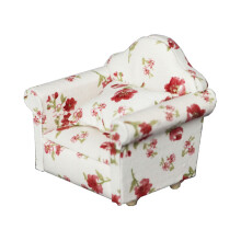 Rural Armchair Sofa Miniature Set with Throw Pillow Wooden