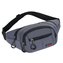 Extra veľká unisex taška cez rameno a crossbody, nastaviteľný pás, módna ľadvinka na cestovanie, turistiku, cyklistiku – sivá