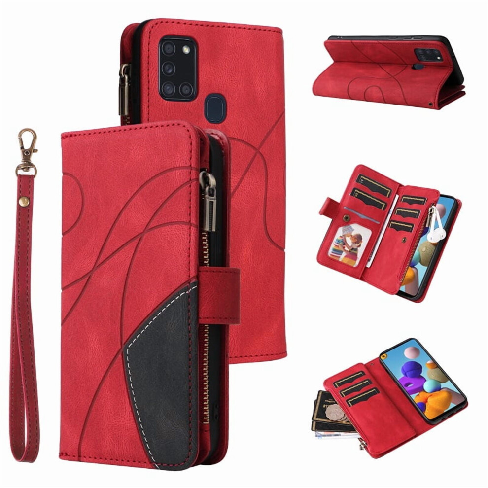 Samsung Galaxy A21s Wallet Case Pu Leather 9-Card Holder Red 939152713110