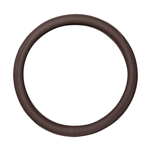 Coffee Thin Leather Steering Wheel Cover Non-Slip Universal