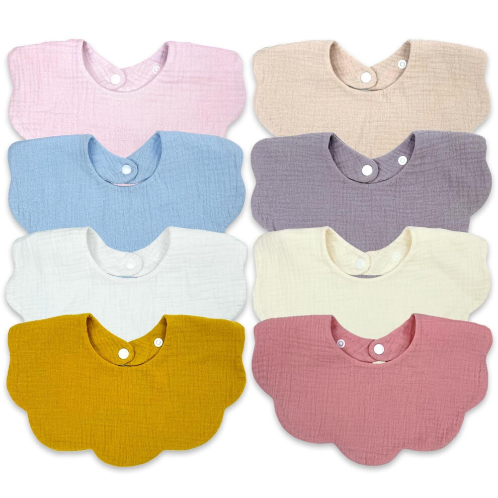 Muslin Baby Bibs 4-Layer Super Absorbent 8-Pack