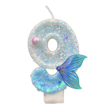 Blue Mermaid Tail Birthday Candles 3 Inch Smokeless Paraffin