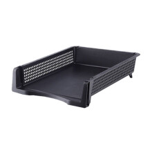 Big Stackable Desktop File Box – Laminated Plastic Document Organizer Tray for Home, Compatible with 3-Ring Binders