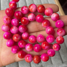 Round Colorful Jade 6mm 8mm 10mm 12mm Natural Stone Loose Beads Lot DIY Jewelry-6mm (50pcs)-Red Rose