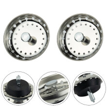 2 Pack Stainless Steel Kitchen Sink Drain Stopper Basket Strainer Waste Plug With 36 Bar Holes For Easy Drain Silver Black