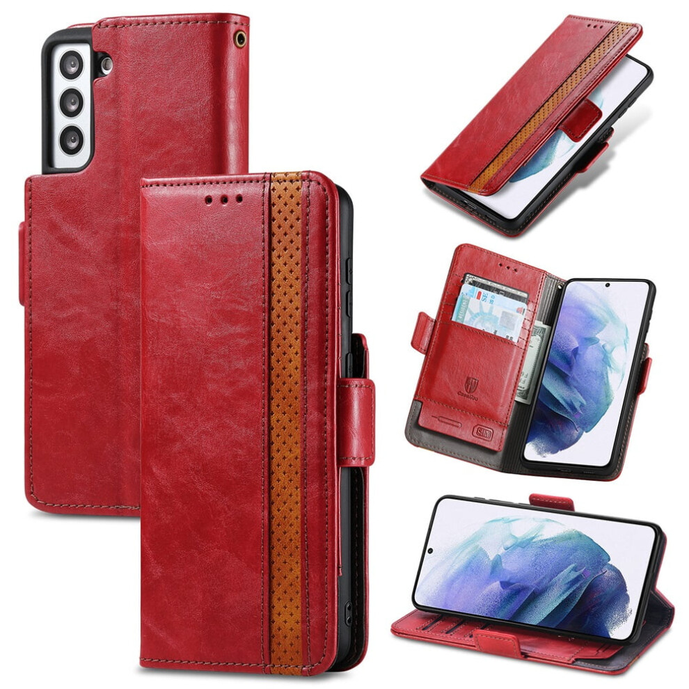 Samsung Galaxy S21 Plus 5G Leather Wallet Folio Case Red 974856073375