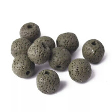 Round Colorful Lava Stone 6mm 8mm 10mm 12mm 14mm 16mm Loose Pelelith Beads Lot-Dark Green-14mm 10pcs