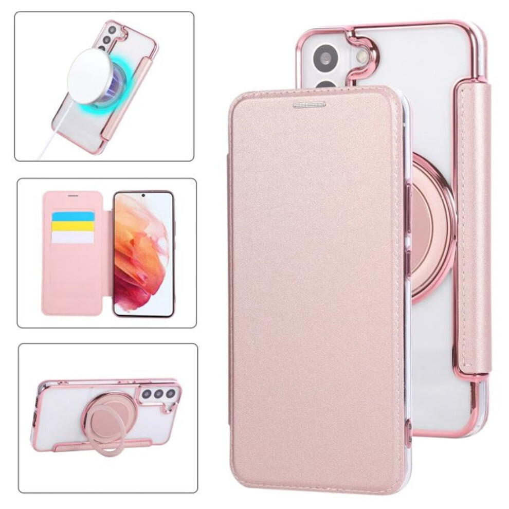 Pu Leather Magsafe Wallet Cover For Galaxy S22 5G Pink 974856073160