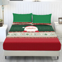 Santa Claus Bed Sheet Set Green Red Polyester Full 3pcs