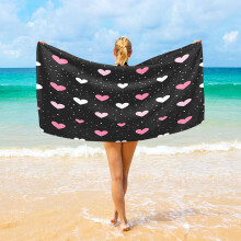 Valentine's Day Heart Print Oversized Microfiber Beach