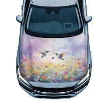 Hummingbird Floral Auto Hood Cover Straps Reinforced