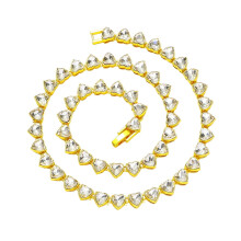 Hearts Tennis Necklace Silver Women