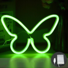 LED Neon Butterfly Night Light USB Powered Wall Light