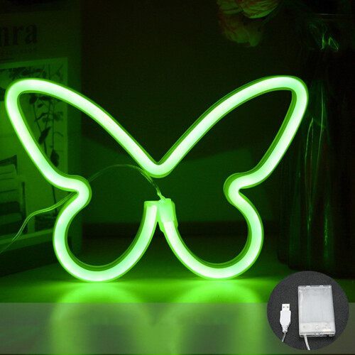 LED Neon Butterfly Night Light USB Powered Wall Light